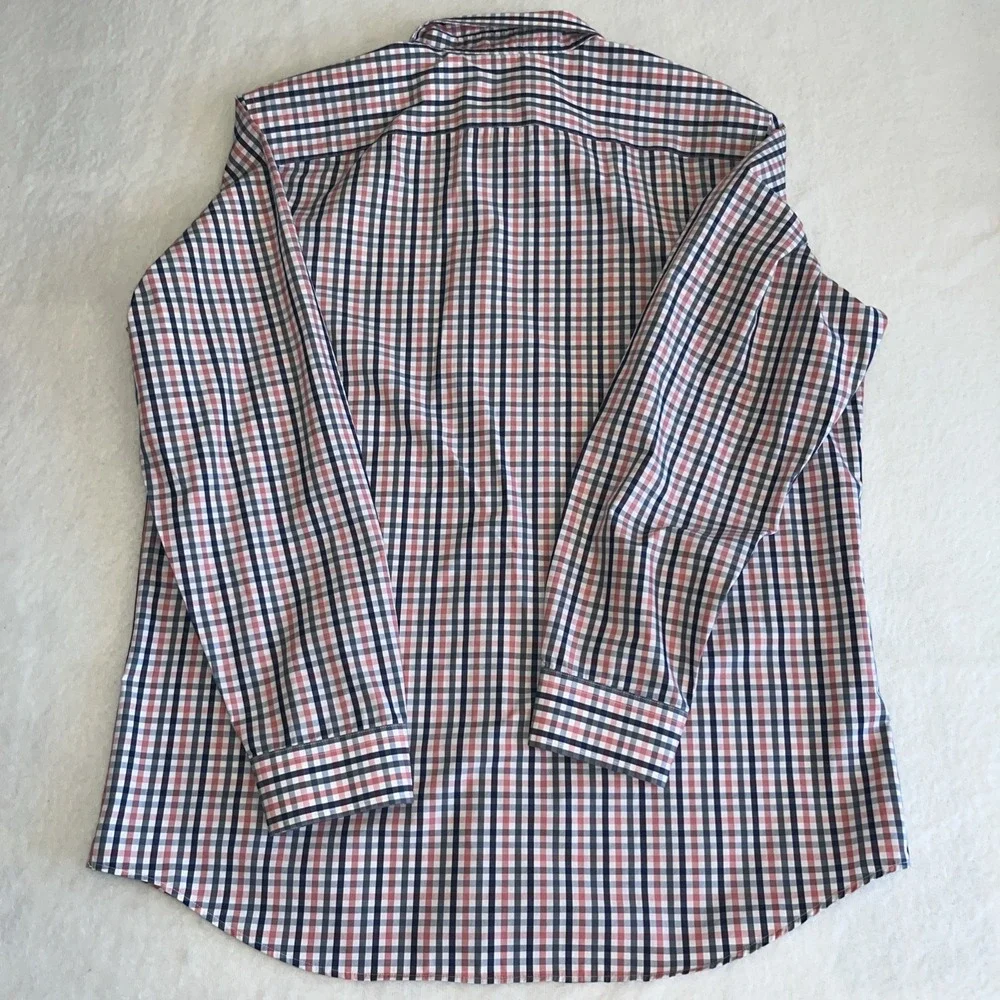 Banana Republic Shirt Men's XL 17-17.5 35-36 Red/Blue Check Non-Iron Slim Fit